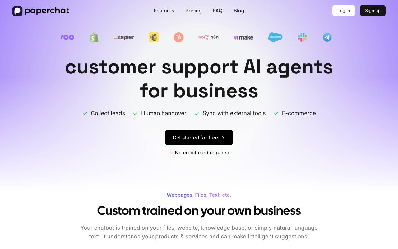 Paperchat - AI customer support screenshot