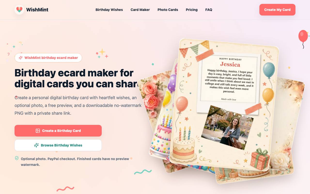 WishMint - AI Birthday Card Maker screenshot