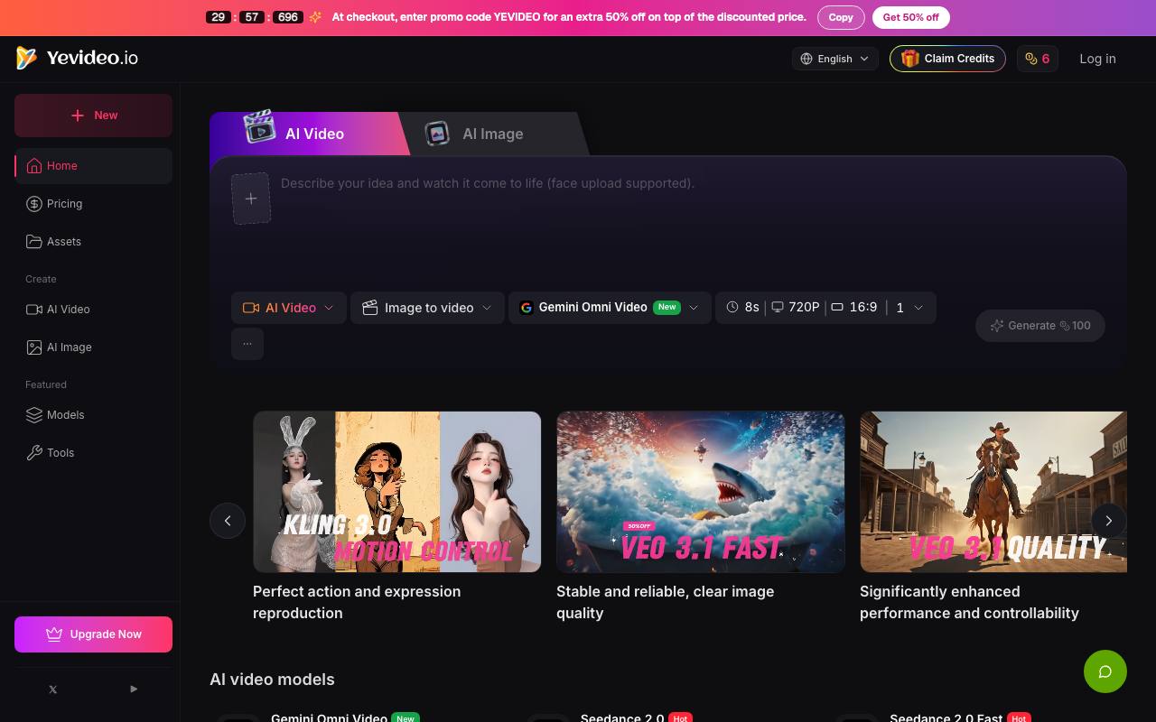 Yevideo - AI Video and Image Platform screenshot