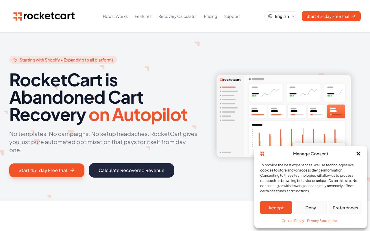 RocketCart - Abandoned Cart Recovery screenshot