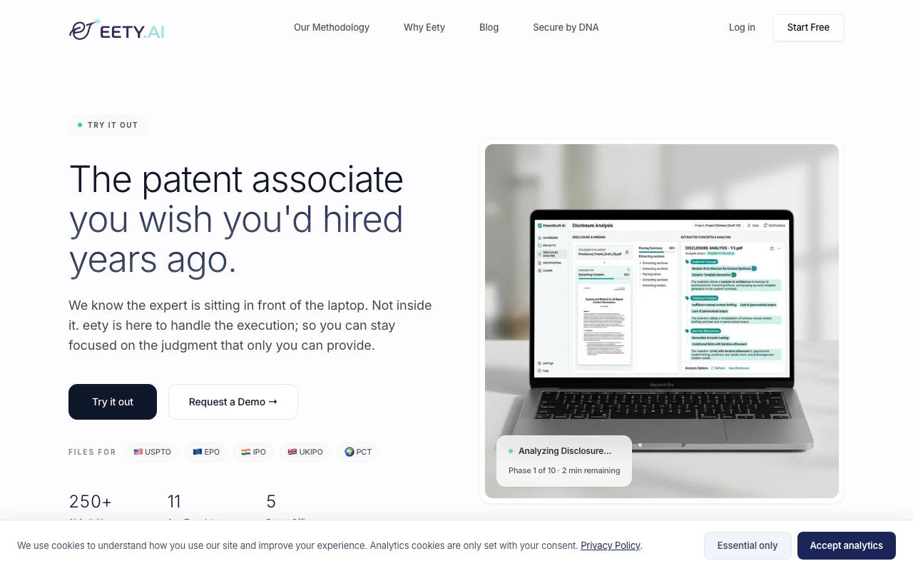 Eety AI - An AI Assistant for Patent Drafting screenshot
