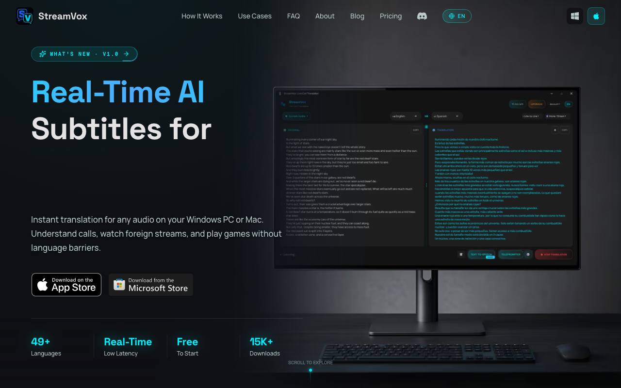 StreamVox - AI Live Translator screenshot