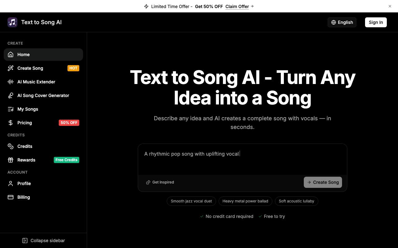 Text to Song AI screenshot