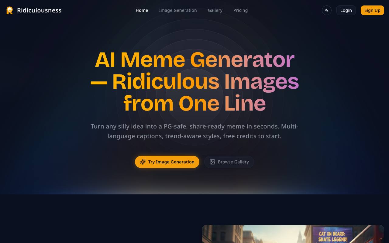 Ridiculousness - Turn one line into an AI meme screenshot