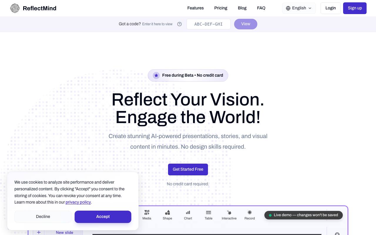 ReflectMind - AI-Powered Presentation & Visual Content Platform screenshot