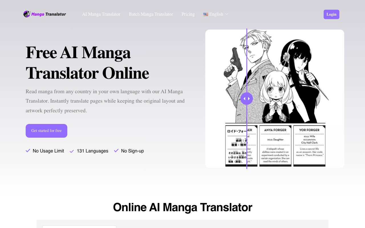 AI Manga Translator Online - Translate Comics Worldwide screenshot
