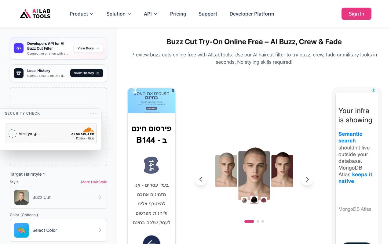 AILabTools - Buzz Cut Filter (AI Hair Try-On) screenshot