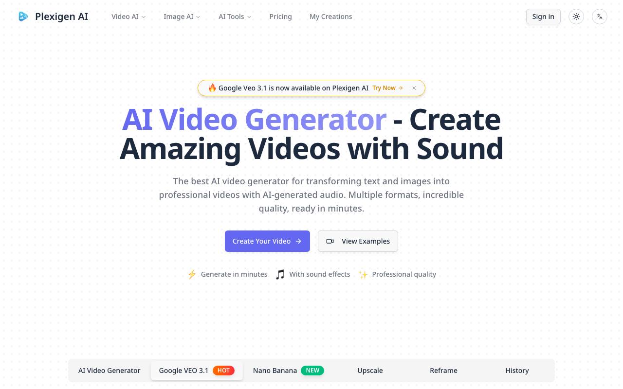 Plexigen AI - AI Video Generator with Sound screenshot