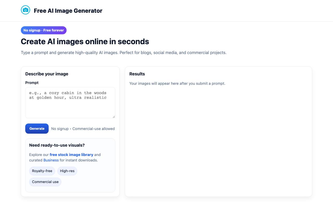 Photostock - Free AI Image Generator screenshot