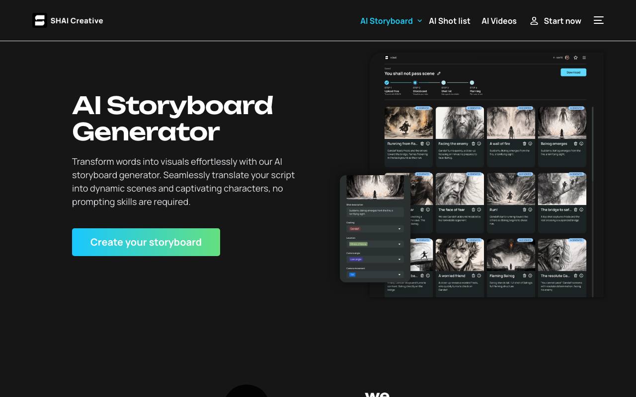 Shai - AI Storyboard Generator screenshot