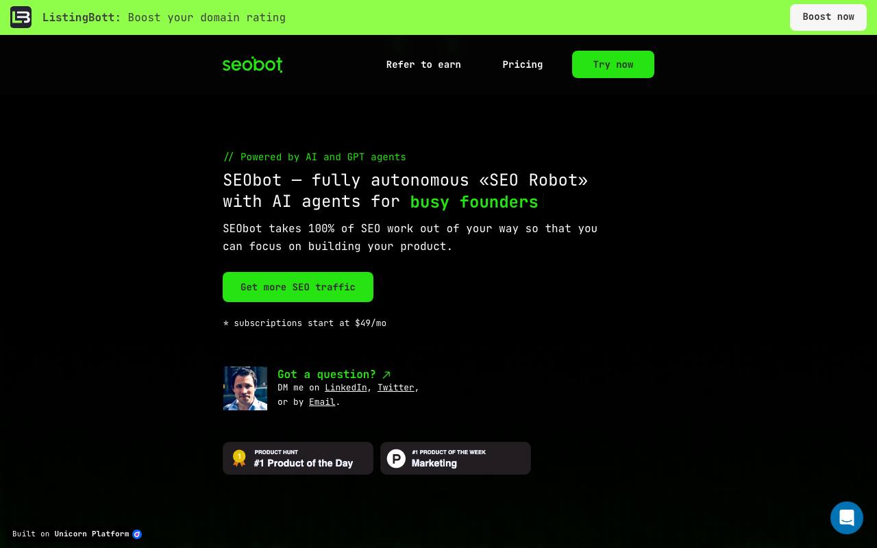 SEObot screenshot
