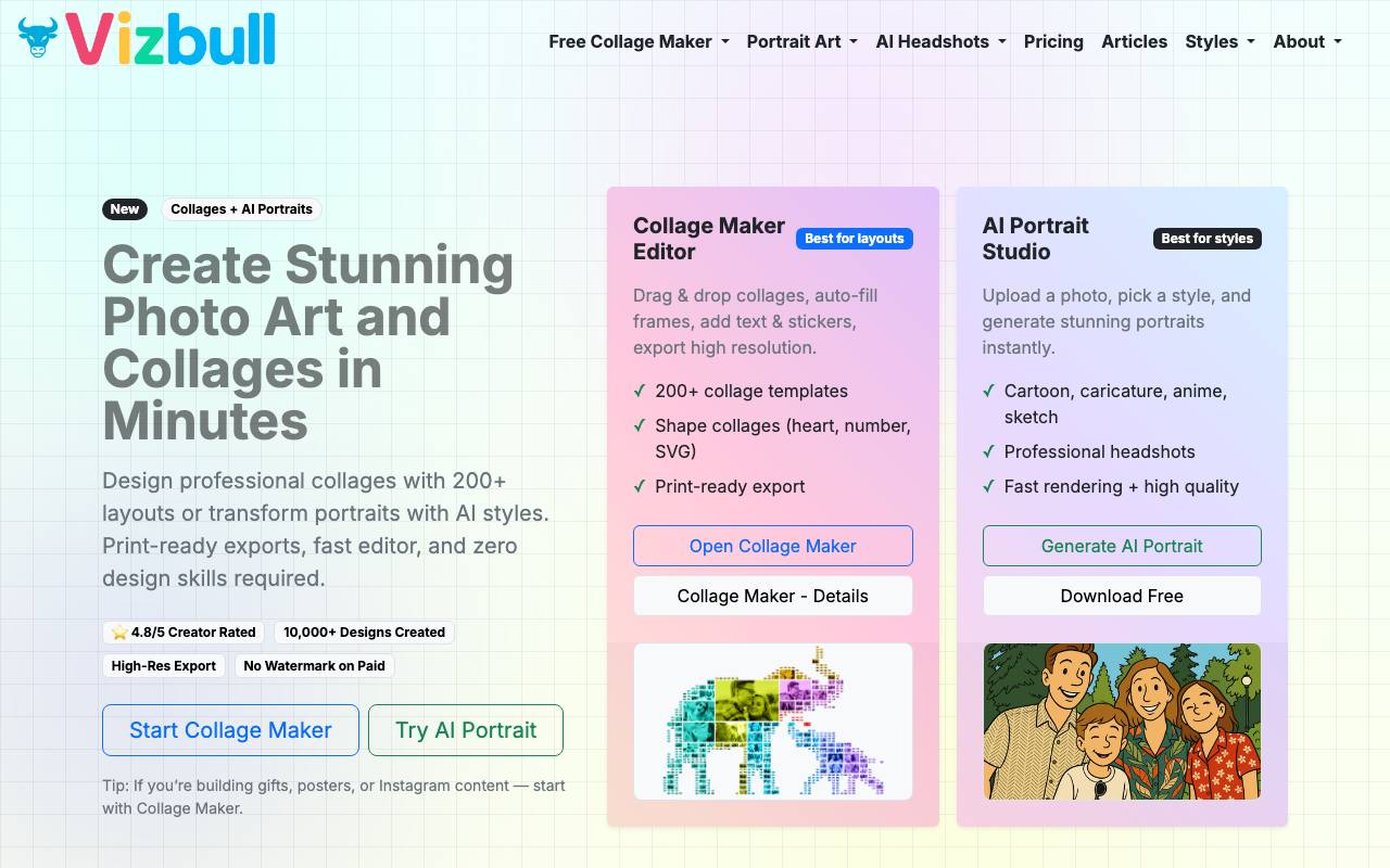 Vizbull - AI Portrait & Art Generator screenshot