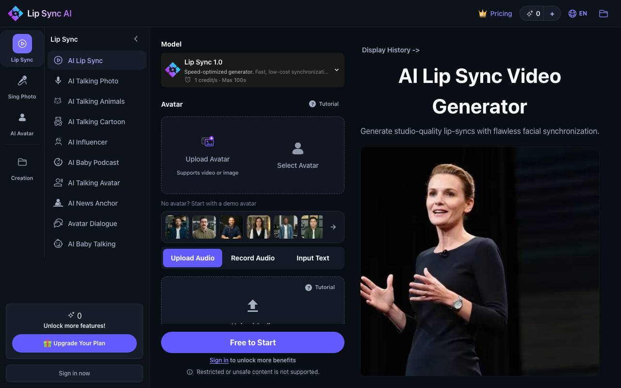AI Lip Sync Generator screenshot