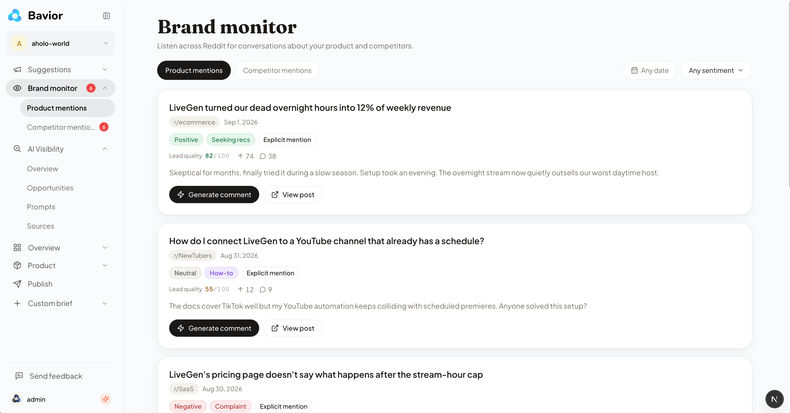 Bavior screenshot