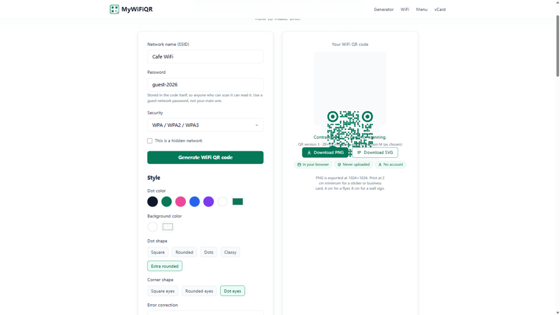MyWiFiQR screenshot