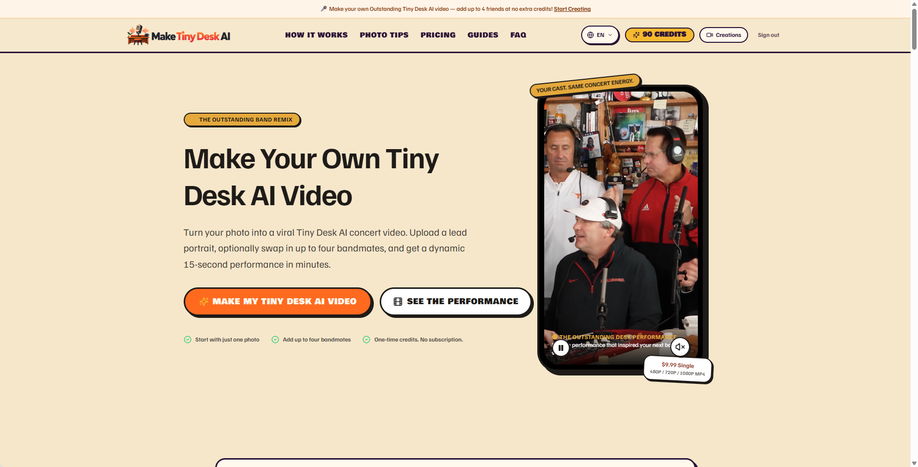 Tiny Desk AI Video Generator screenshot