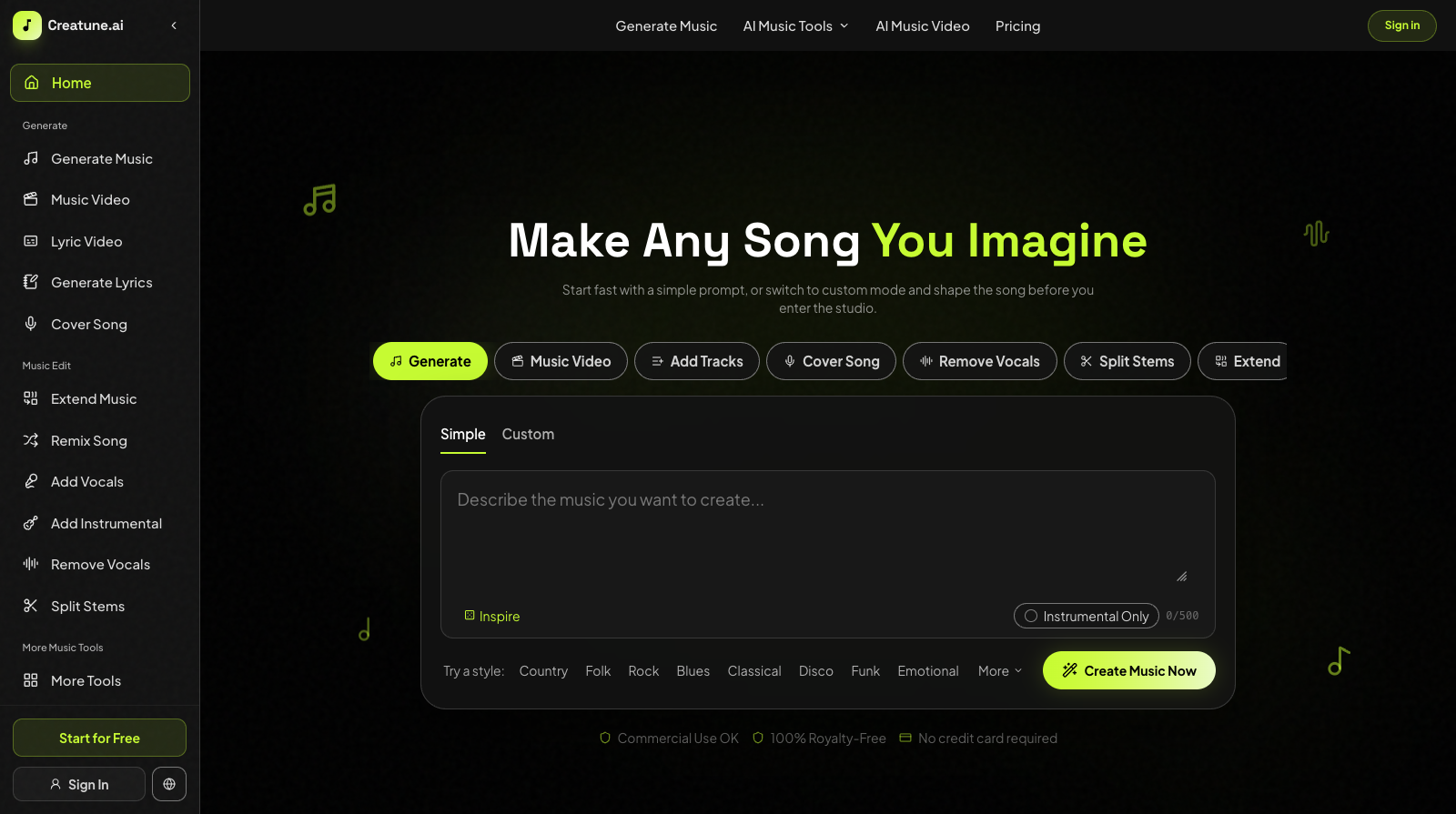 Creatune AI screenshot
